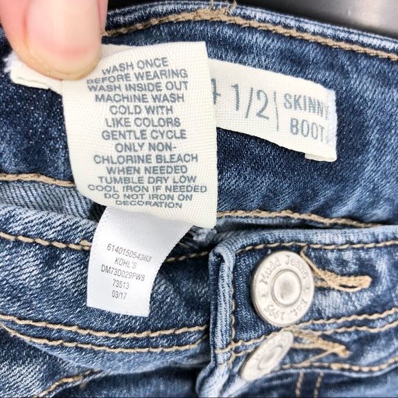 Mudd Girls Size 14.5 Skinny Boot Cut 5 Pocket Medium Wash Denim Blue Jeans - Picture 3 of 4